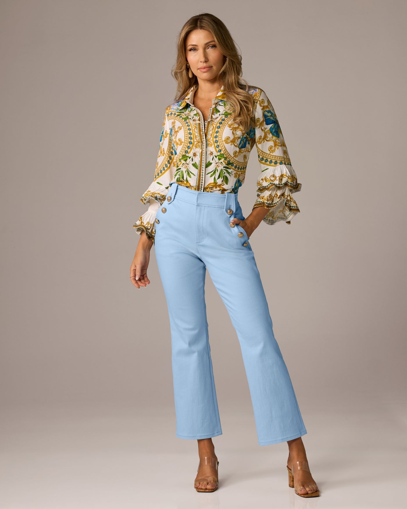 Colored Denim Kick Flare Jean Blue Bell