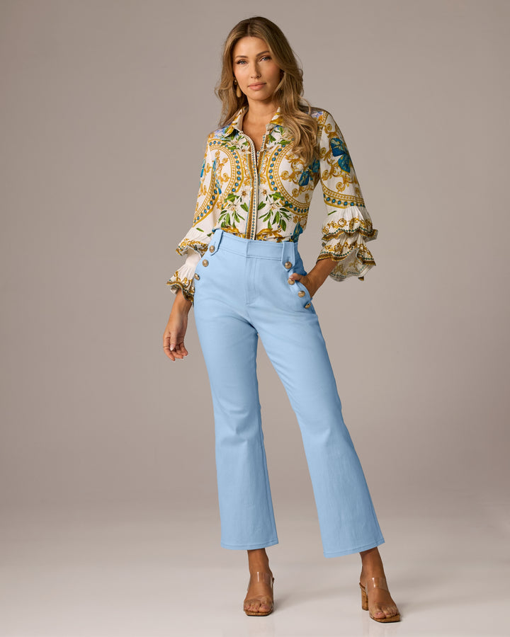 Colored Denim Kick Flare Jean Blue Bell