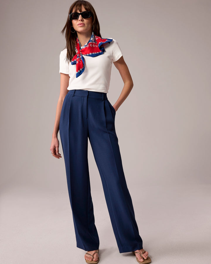 Textured Wide Leg Pant Navy