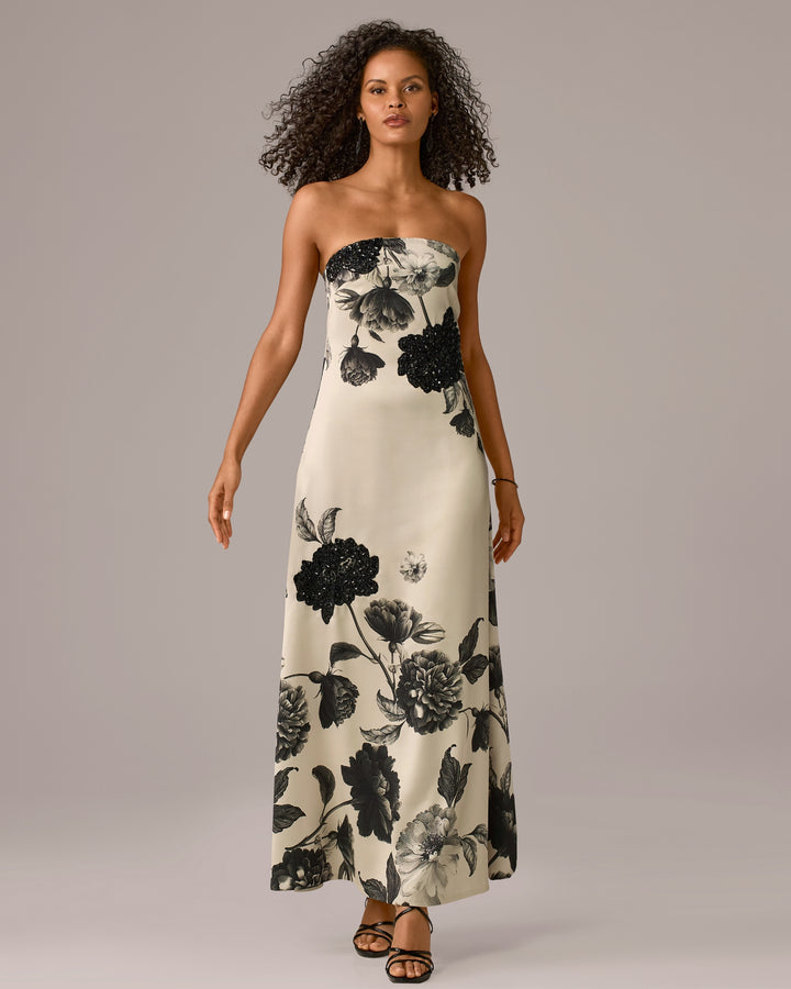 Exploded Floral Embellished Maxi Dress Midnight Blooms