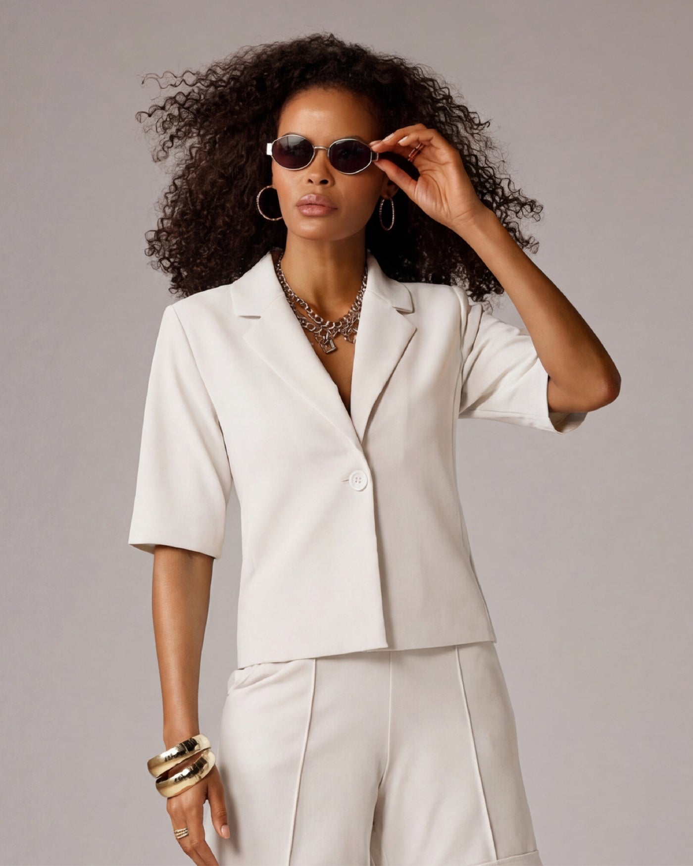 Beyond Travel Short Sleeve Blazer Ivory Coast