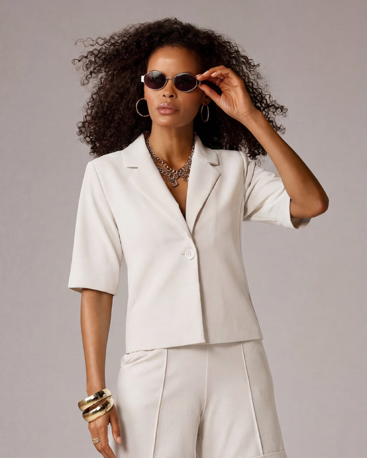 Beyond Travel Short Sleeve Blazer Ivory Coast