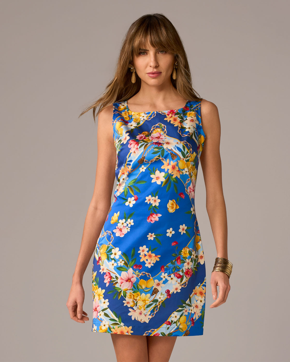 Boston Proper - Dolce Scarf Blue - Printed Floral Aline Mini Dress