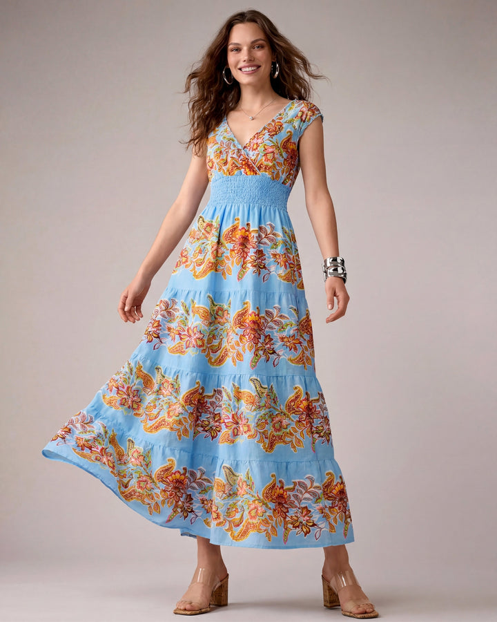 Peasant Maxi Dress Americana Paisley