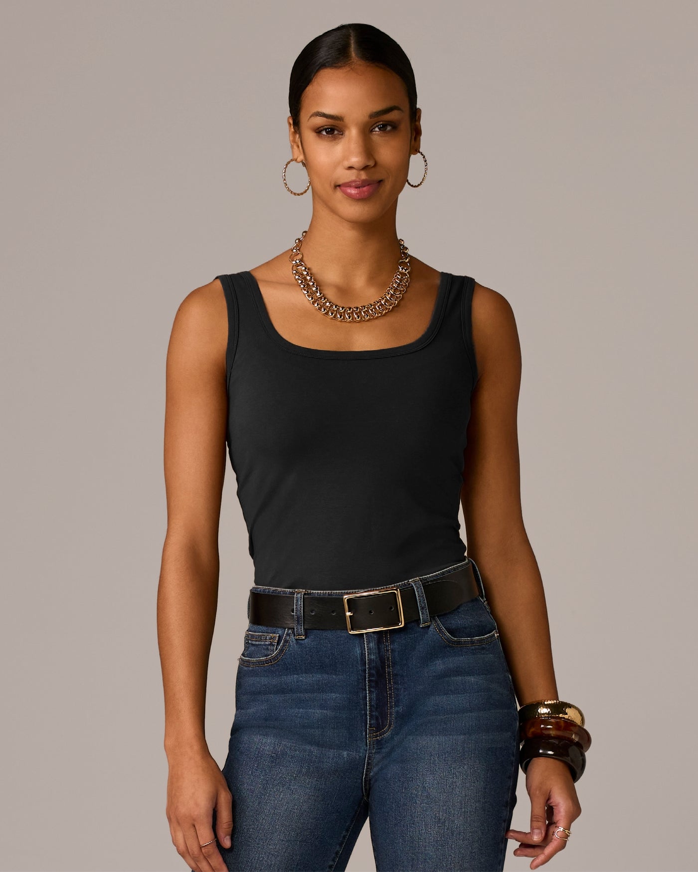 So Sexy Square Neck Knit Top Proper Black