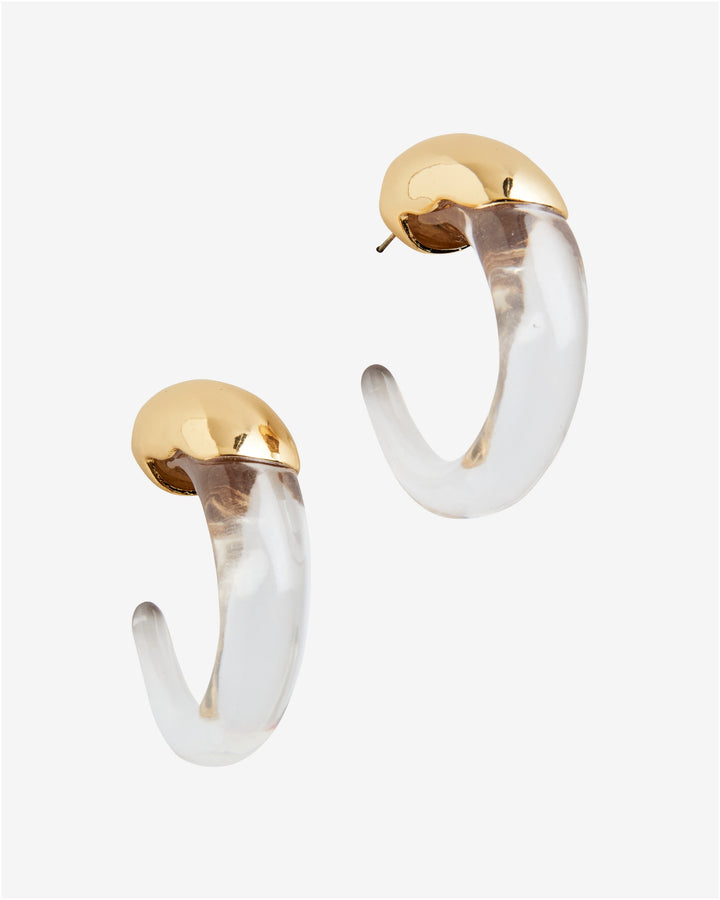 Gold Lucite Hoop Earring Gold/Clear