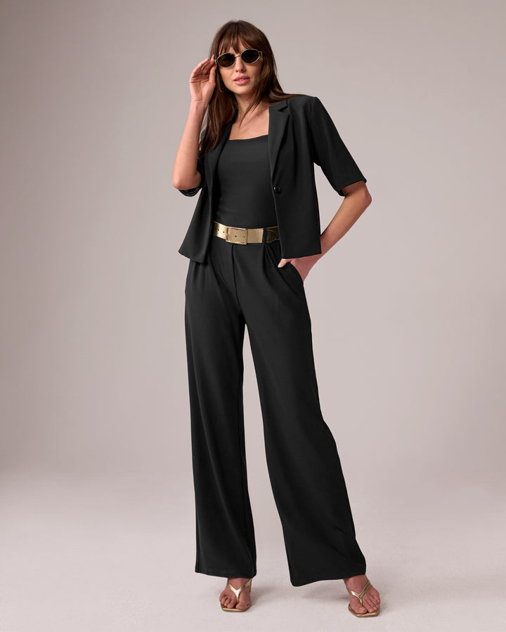 Beyond Travel Pleated Wide Leg Pant Jet Black