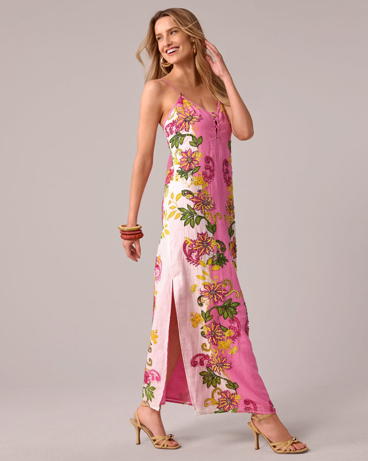 Maxi Slip Dress Embellished Garden