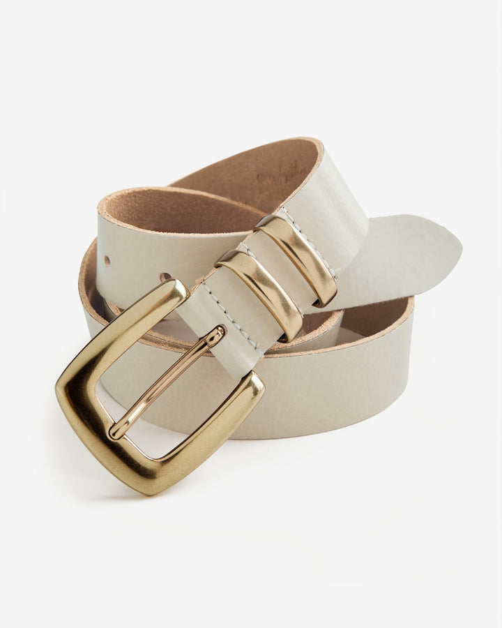 Modern Buckle Hardware Belt Beige