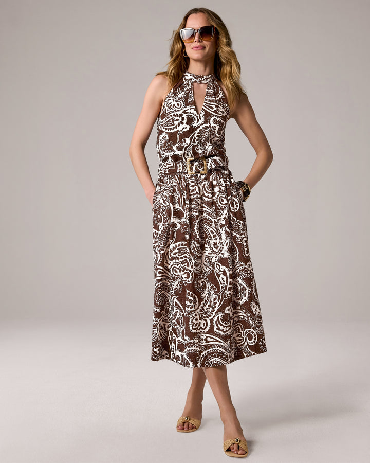 Paisley Printed Eyelet Maxi Skirt Bohemian Paisley