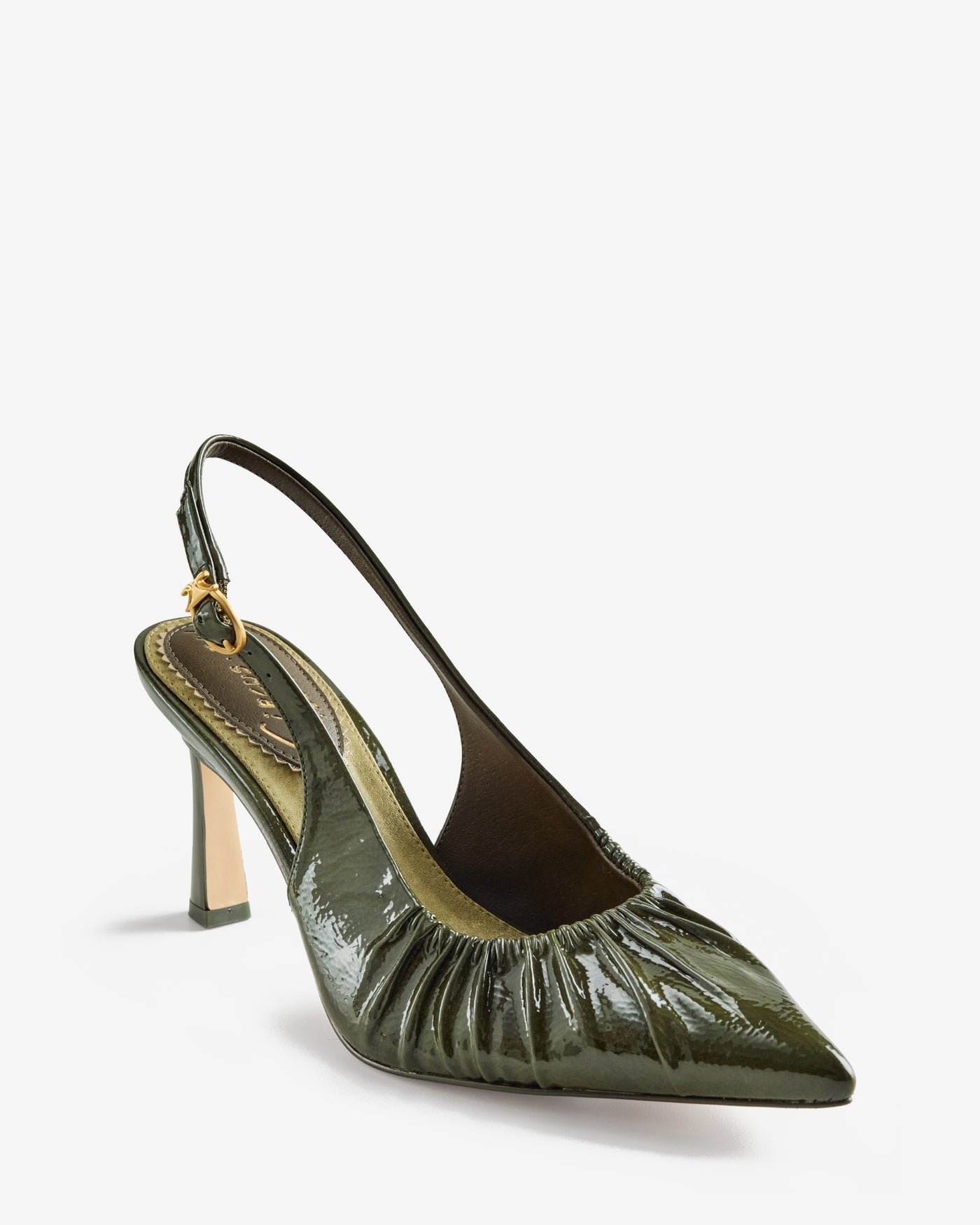 Scrunched Sling Back Heel Olive