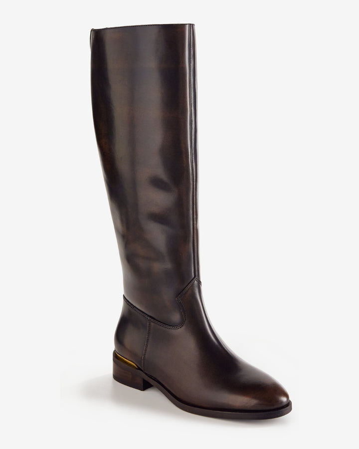 Gold Detail Riding Boot Brown