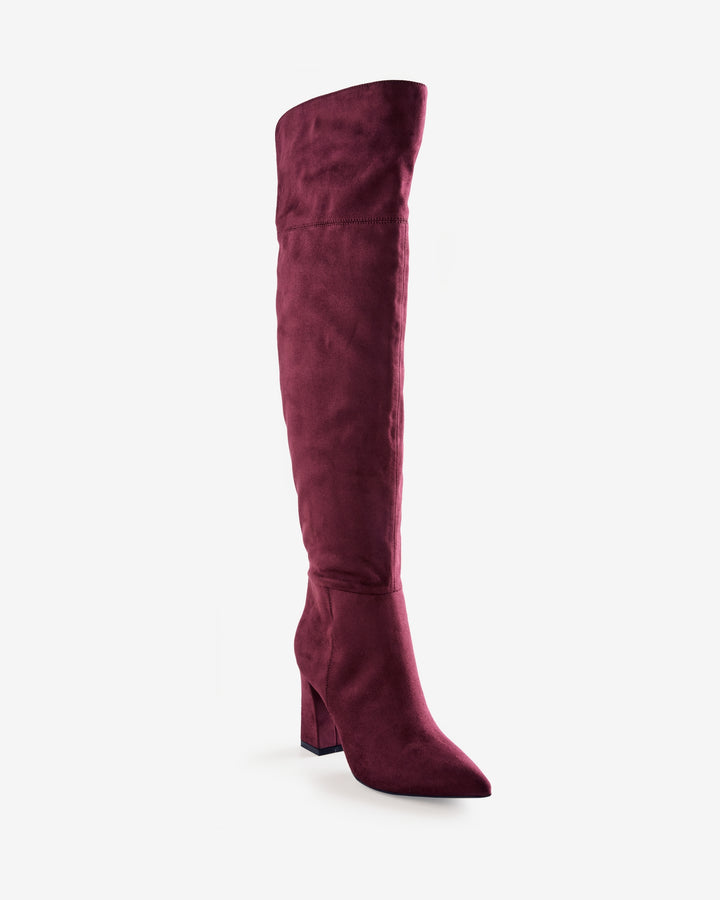 Over The Knee Pointed Toe Boot Wine