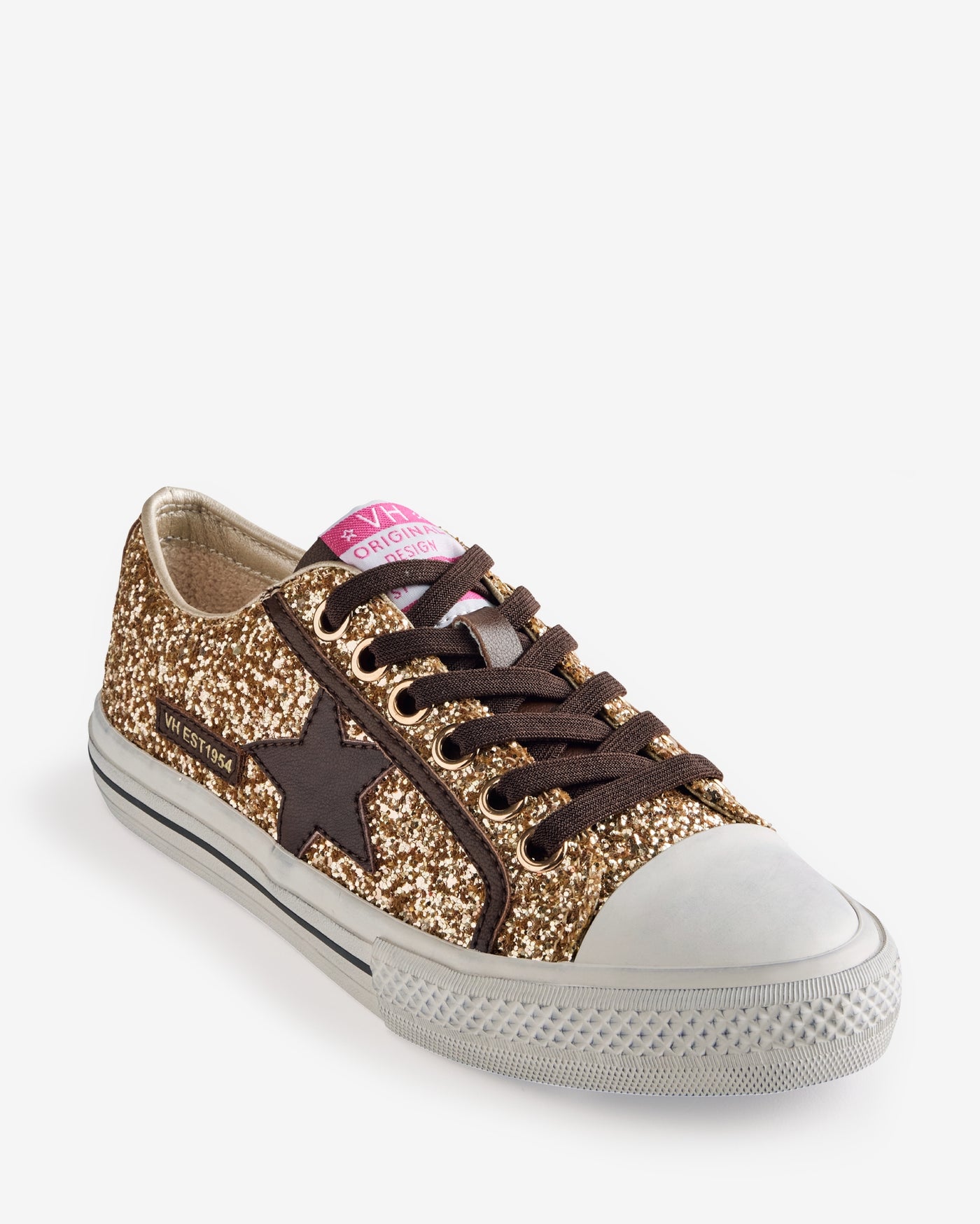Vintage Havana Sequin Lace Up Sneaker Gold