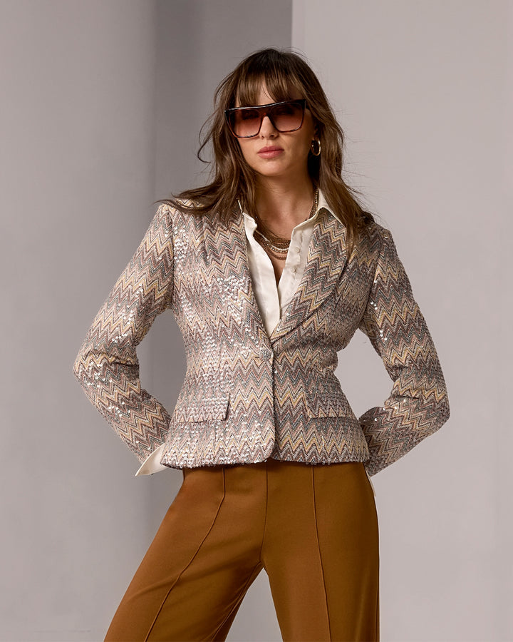 Chevron Knit Button Front Jacket Multi