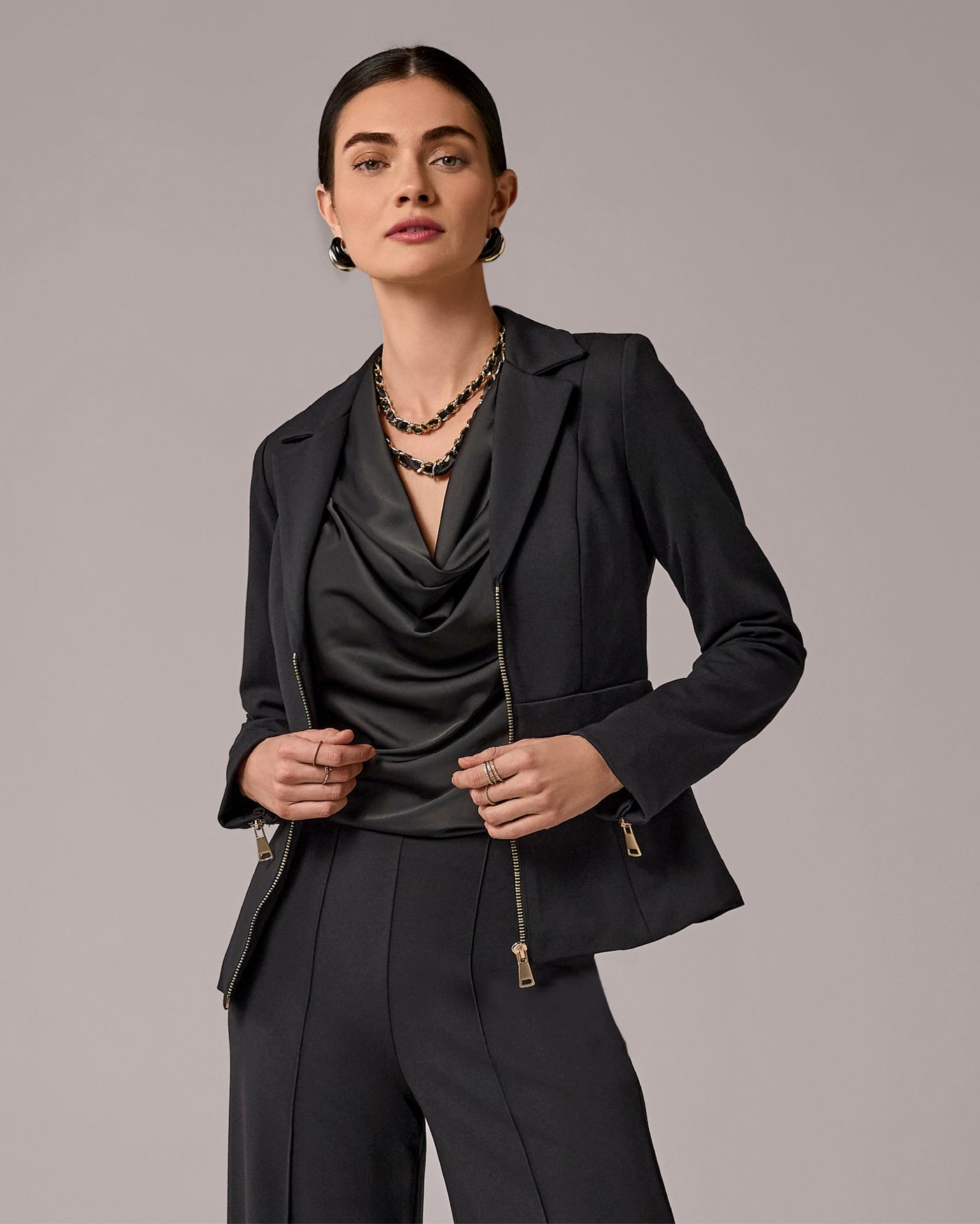 Ultimate Ponte Zip Front Blazer Proper Black