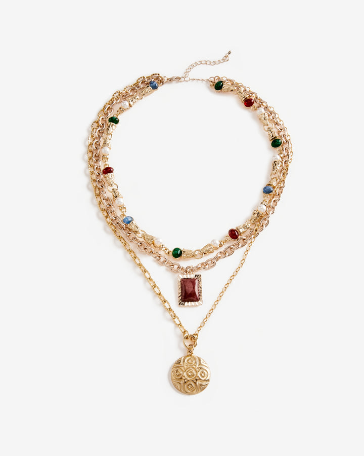 Charm Layered Jewel Necklace Gold