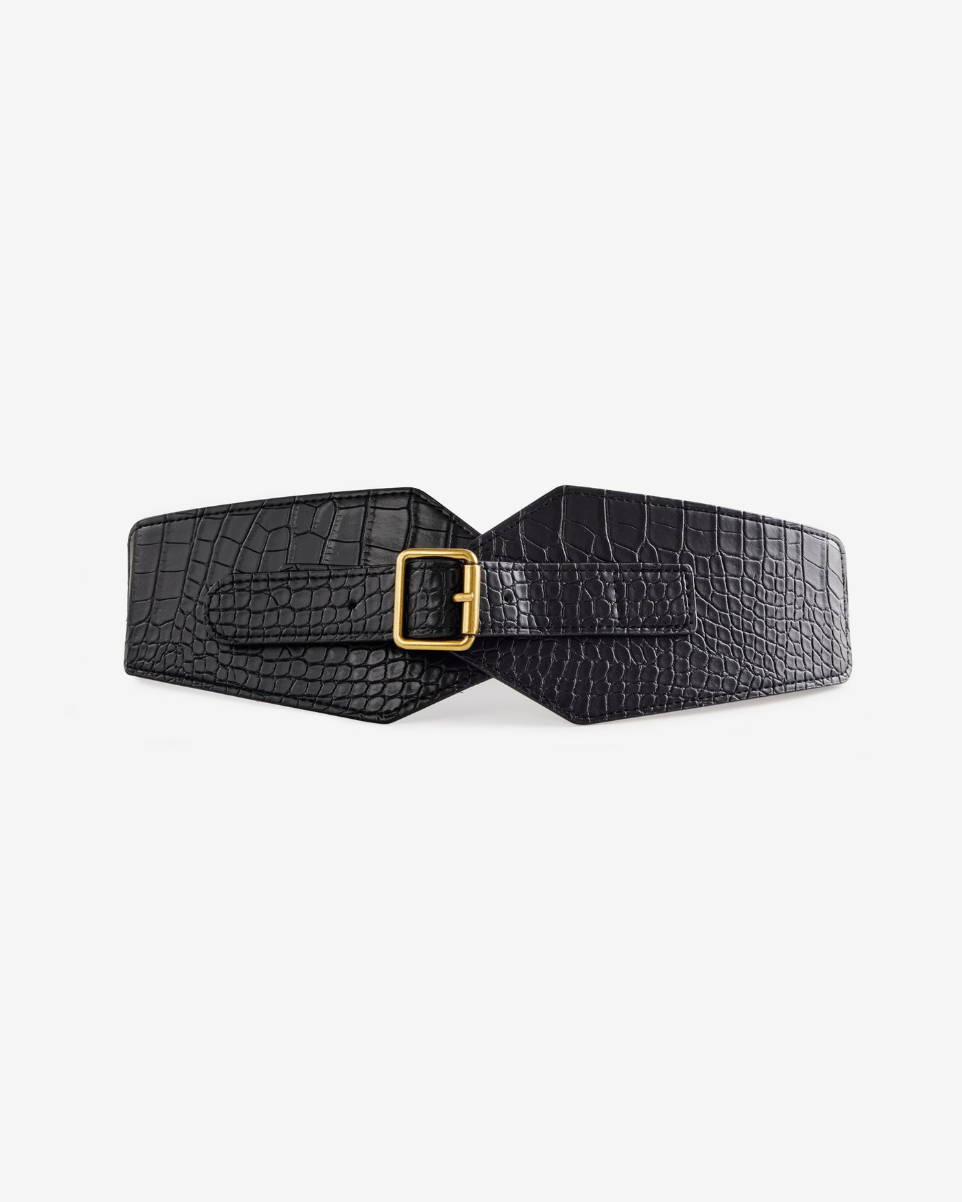 Croc Textured Corset Belt Black