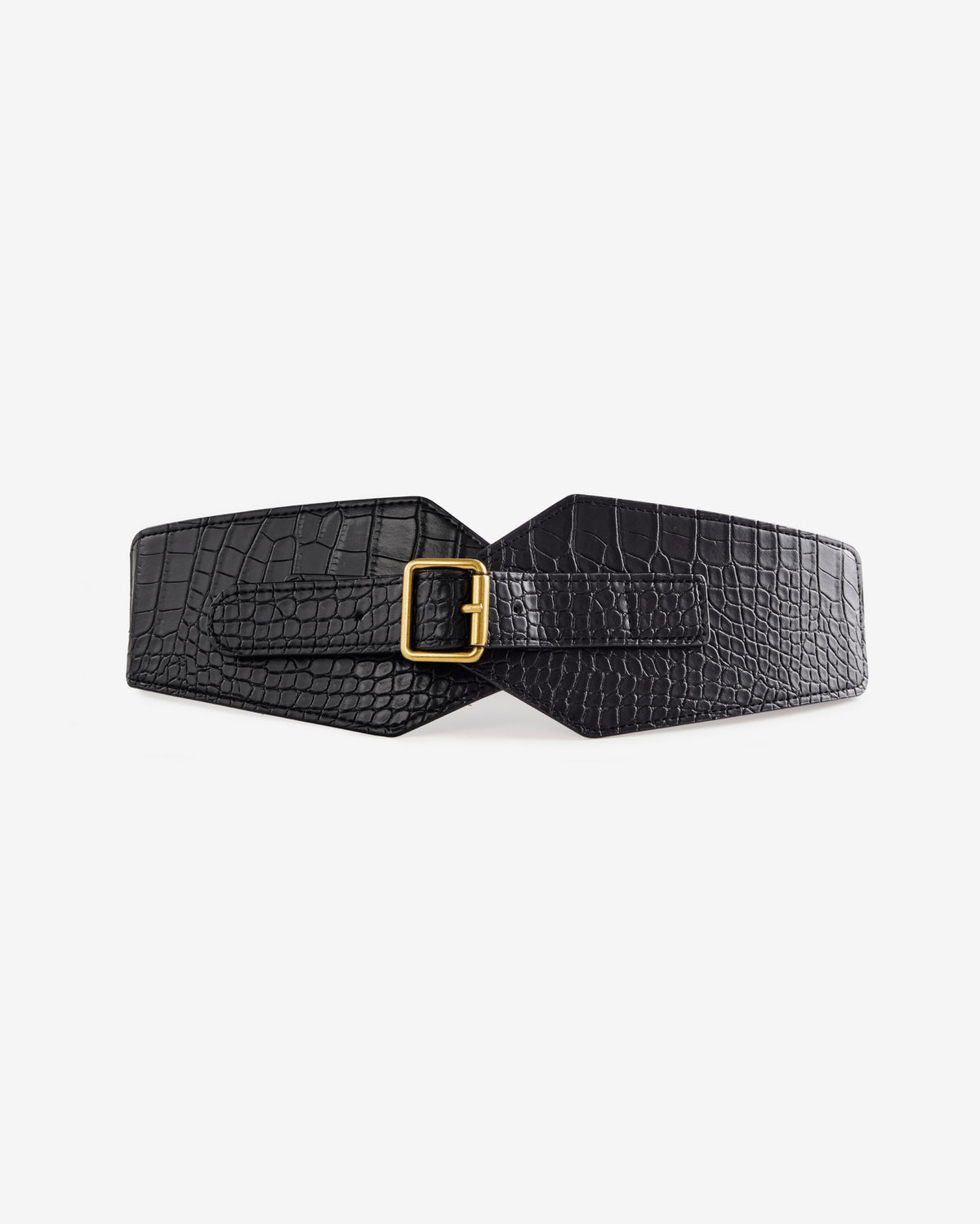 Croc Textured Corset Belt Black