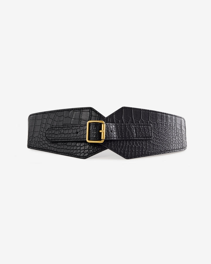 Croc Textured Corset Belt Black