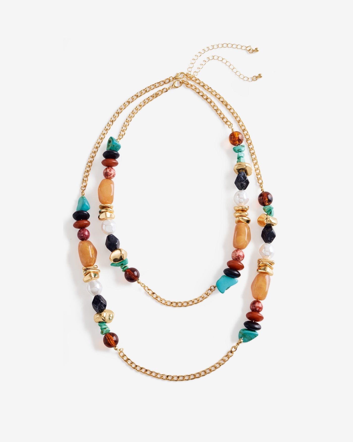 Stone Layered Necklace Multi