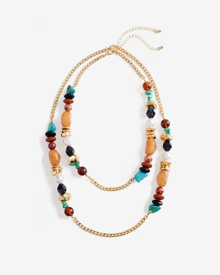 Stone Layered Necklace Multi
