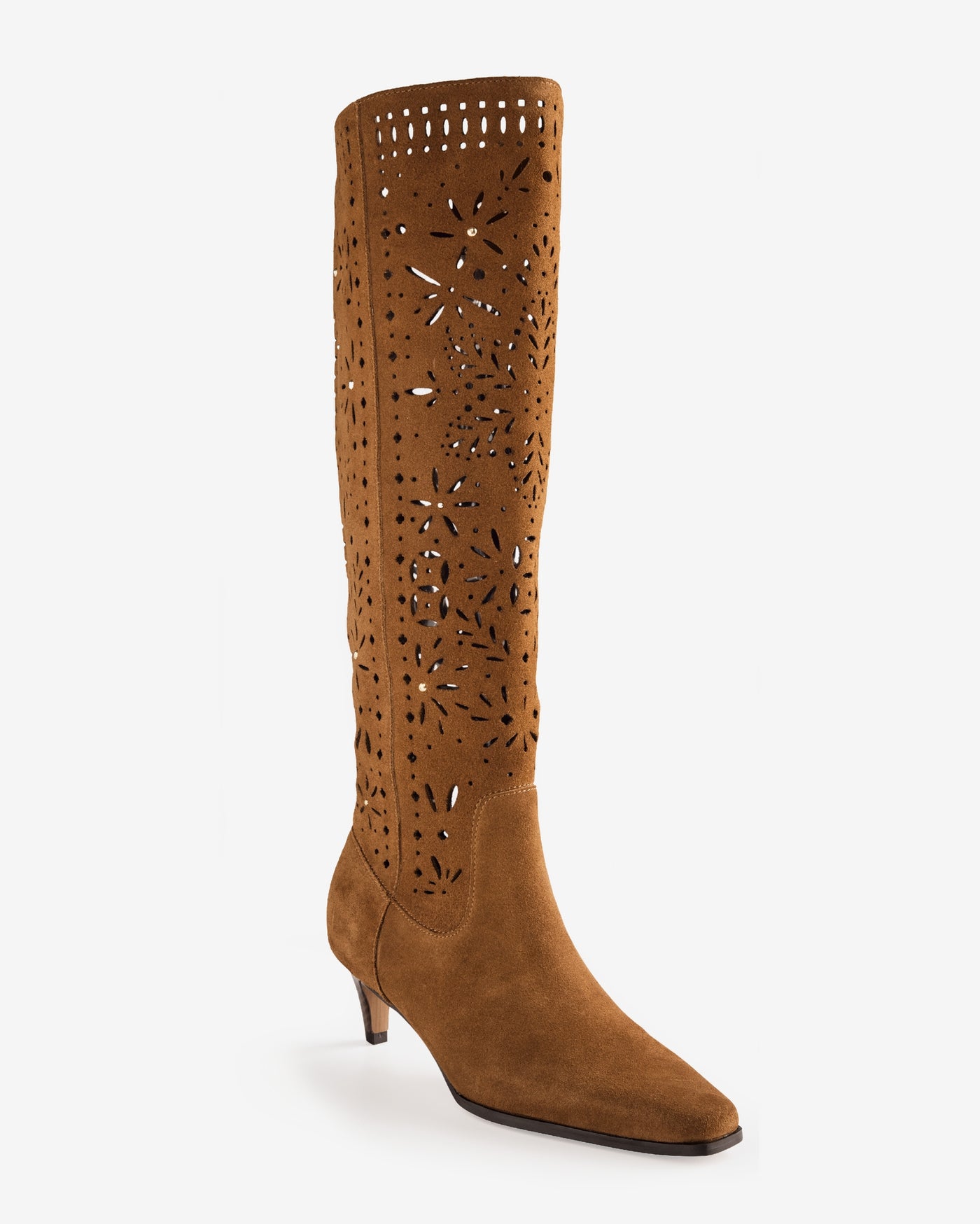 Splendid Laser Cut Out To The Knee Boot Caramel