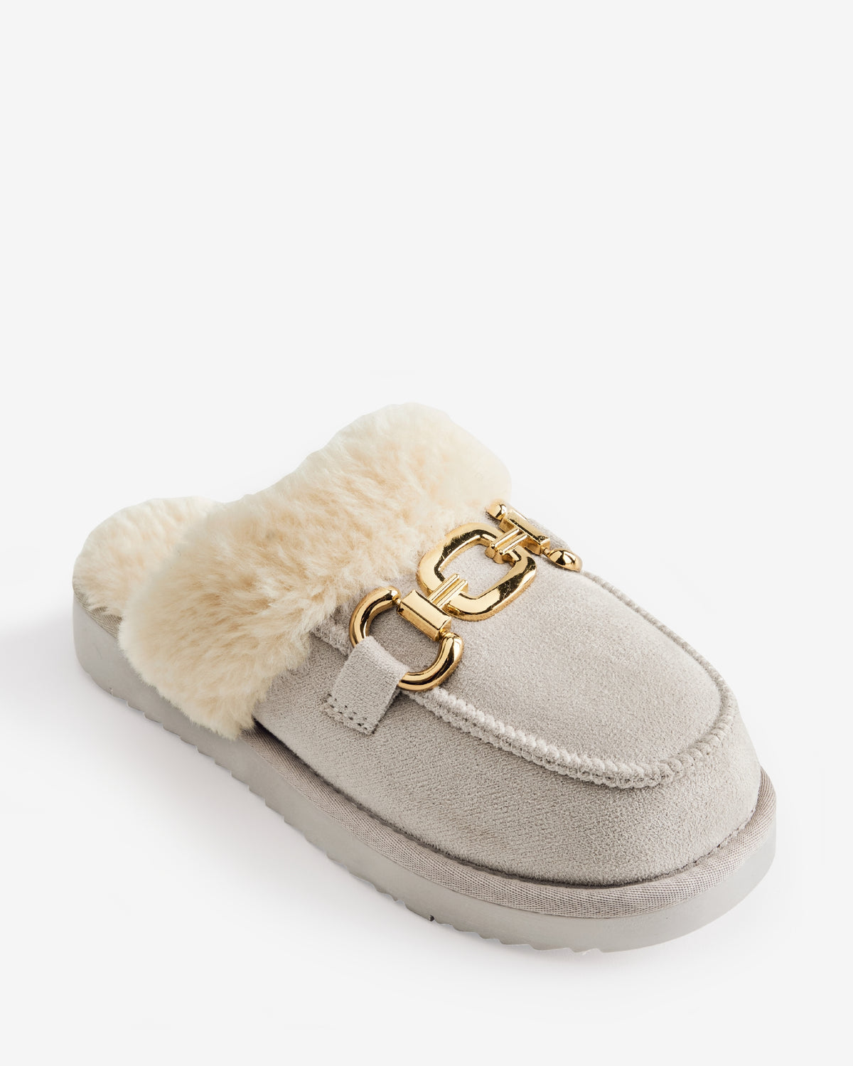 Cozy Faux Fur Slide Dove Grey