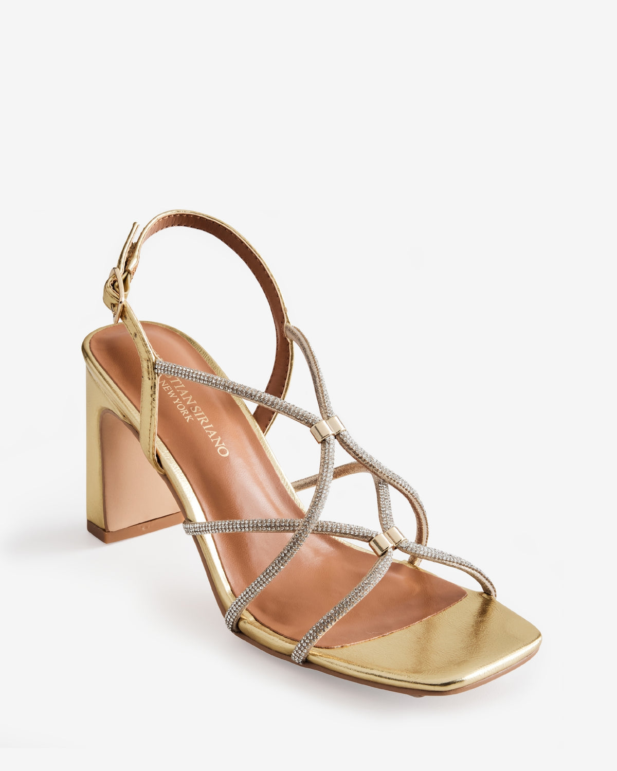 Christian Siriano Embellished Strappy Heel Gold