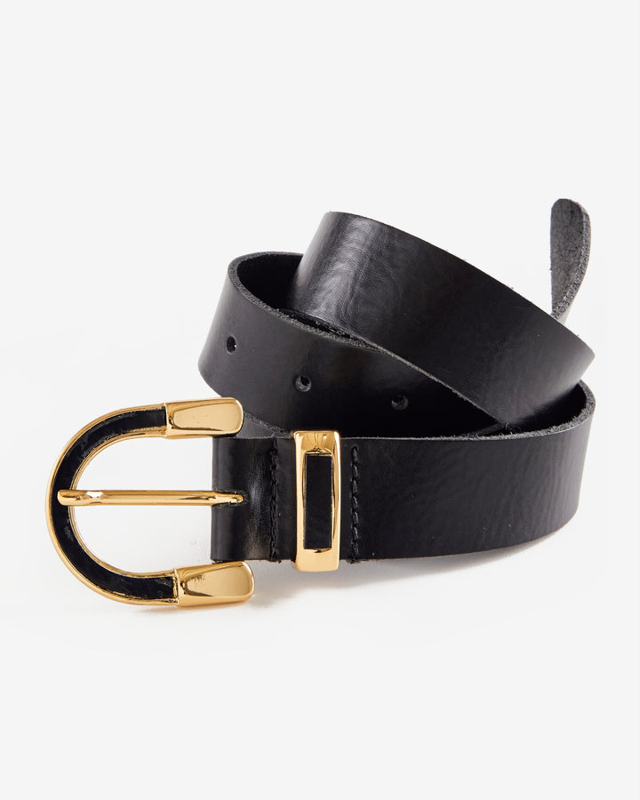 Gold Detail Buckle Belt Black