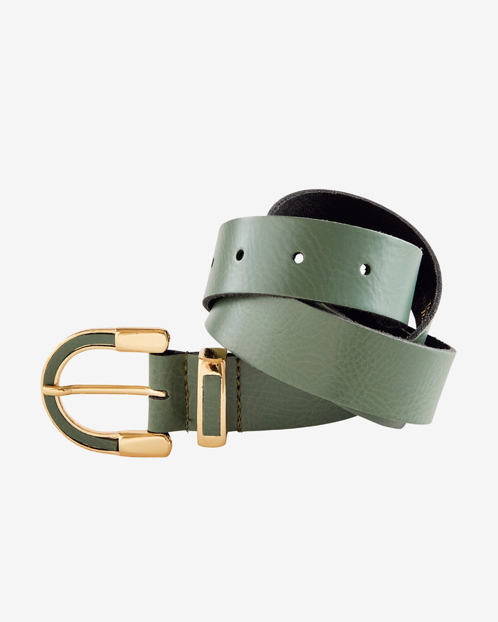 Gold Detail Buckle Belt Olive Night