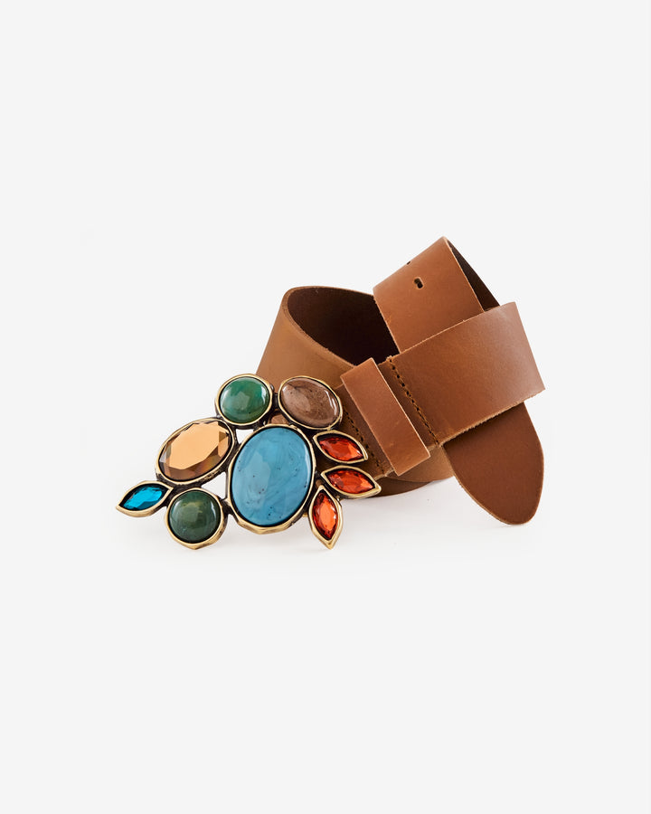 Stone Statement Belt Cognac