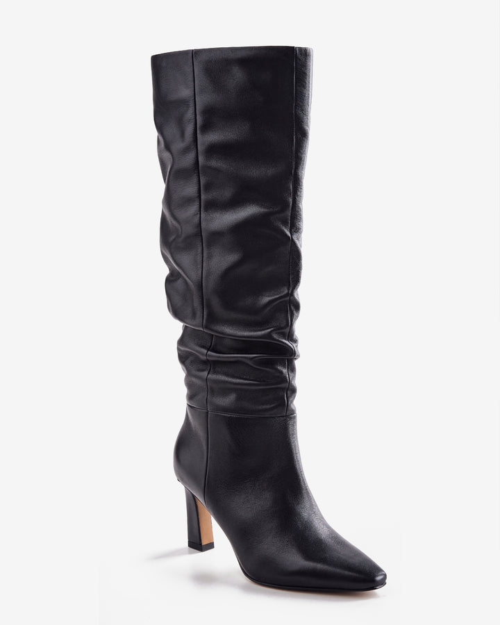 Slouch To The Knee Leather Boot Black