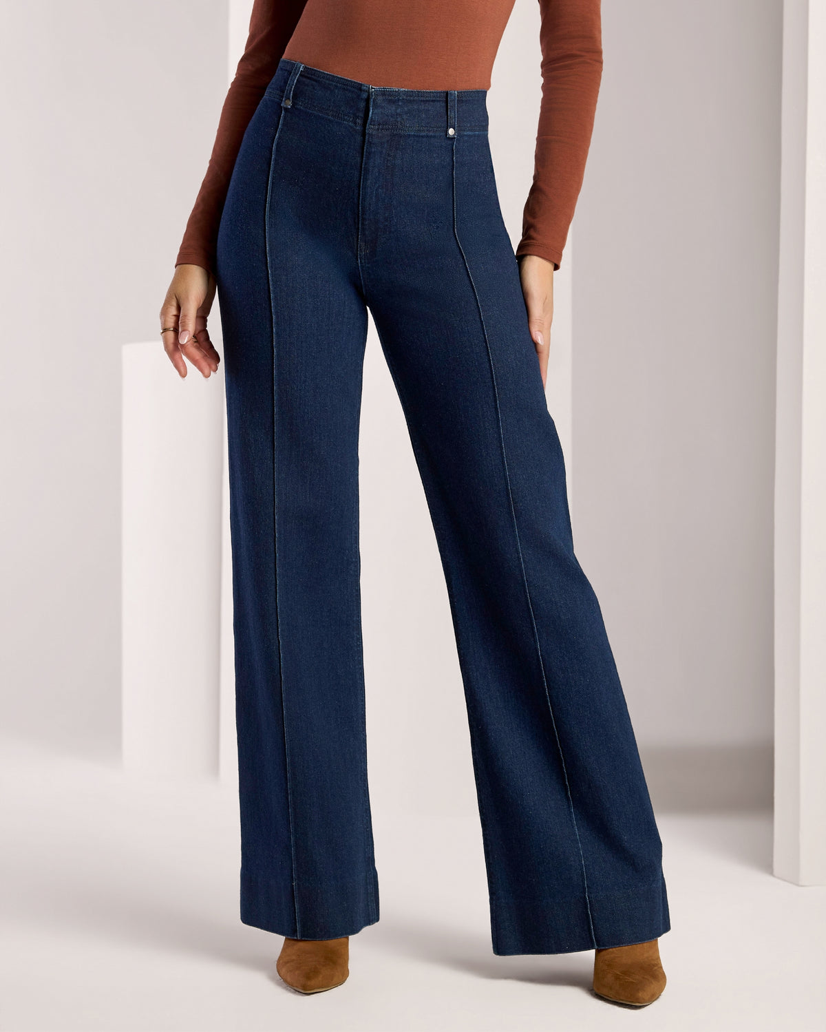 Wide Leg Pintuck Trouser Jean Rinse