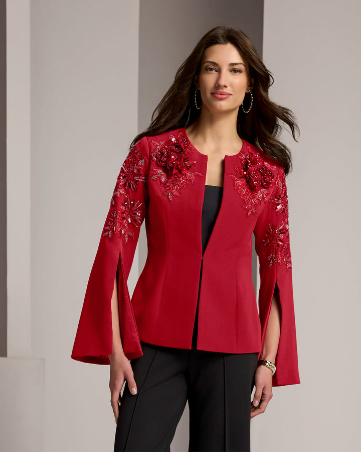 3D Flower Embellished Jacket French Kiss