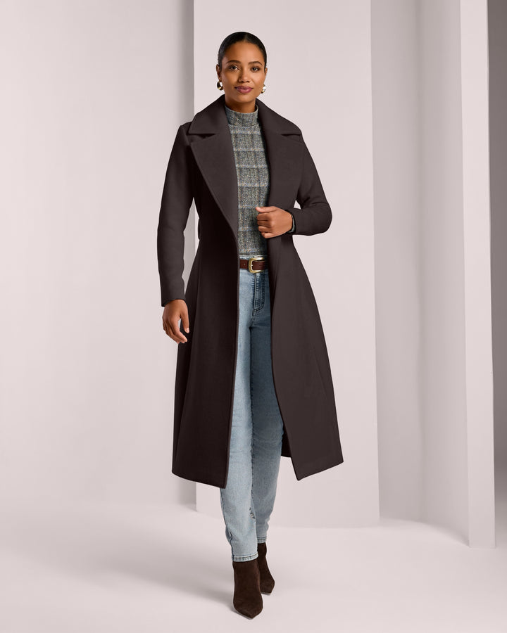 Belted Trench Luxe Wool Coat Chocolate Torte