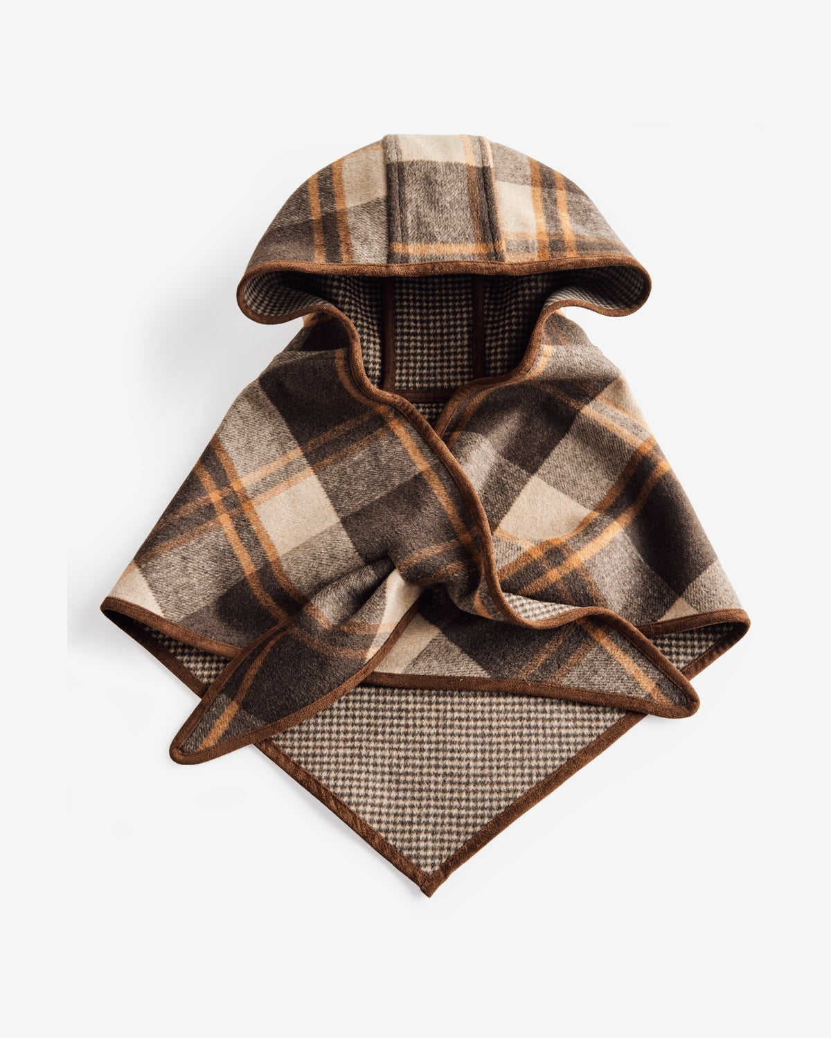 Plaid Hooded Scarf Multi