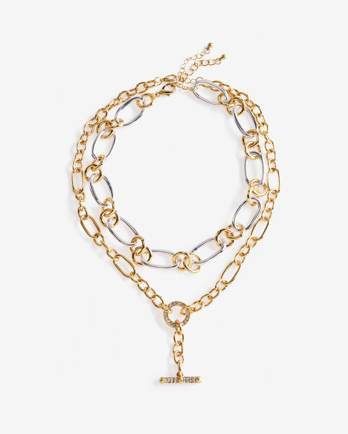 Mixed Metals Toggle Necklace Gold/Silver