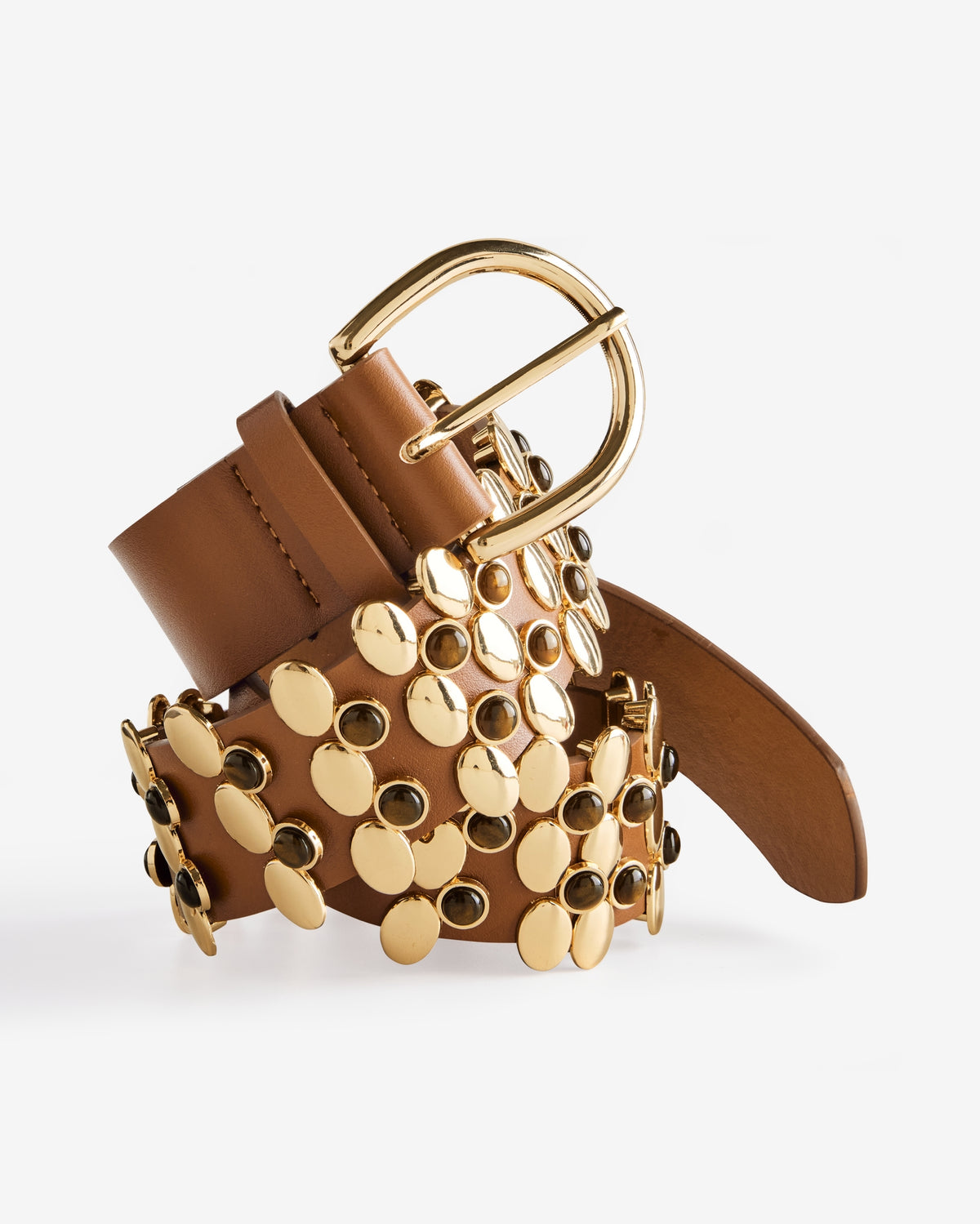 Studded Brown and Gold Belt Brown