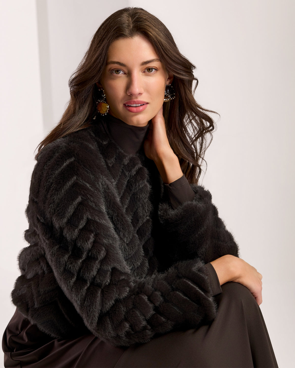 Faux Fur Chevron Grooved Chubby Chocolate Torte