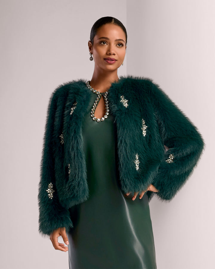 Crystal Embellished Faux Fur Chubby Hunt Club