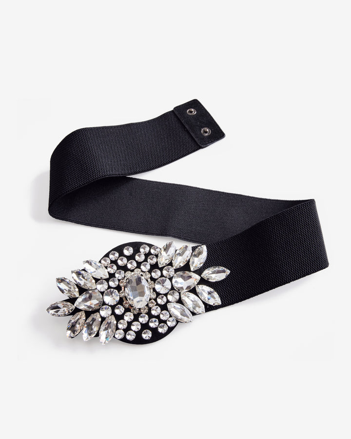 Crystal Embellished Waist Belt Black/Silver