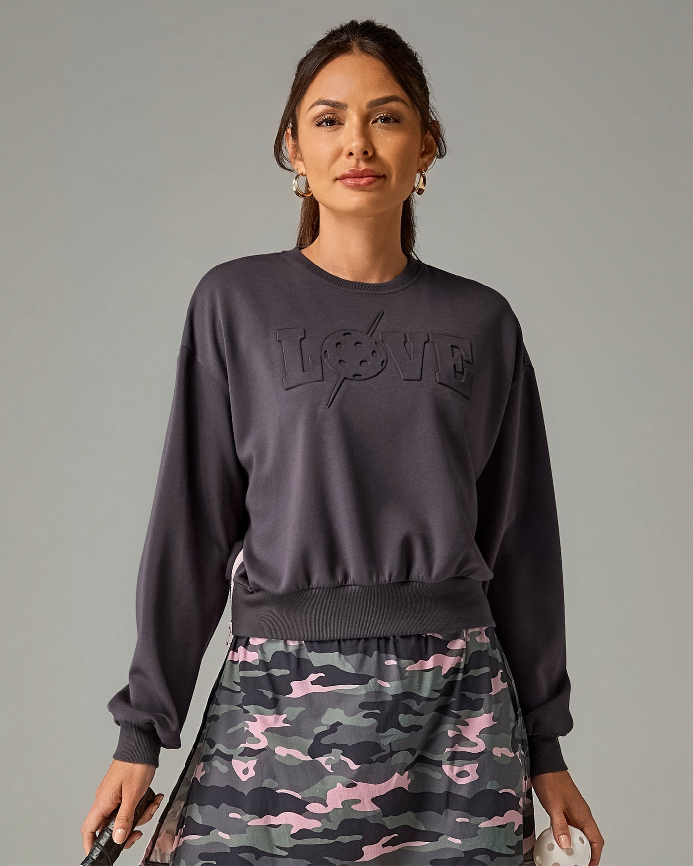 Pickletini x Boston Proper Tricia Zip Sweater Charcoal