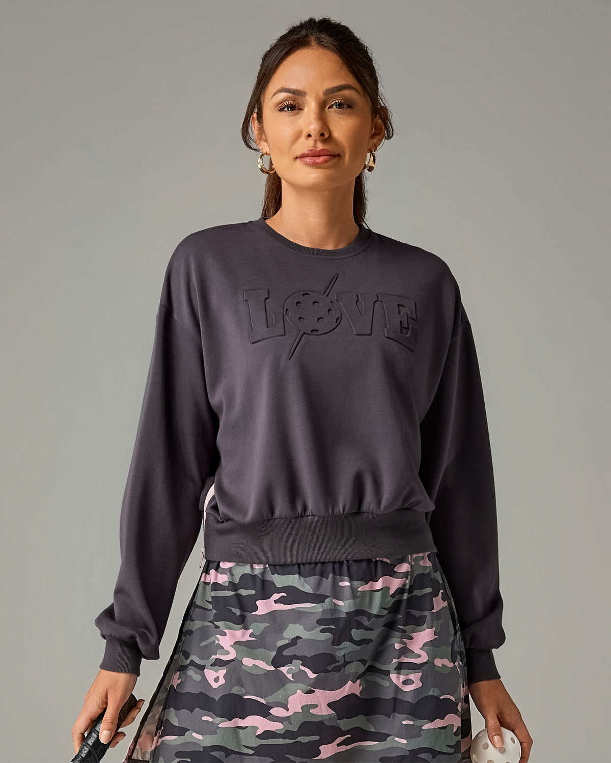Pickletini x Boston Proper Tricia Zip Sweater Charcoal