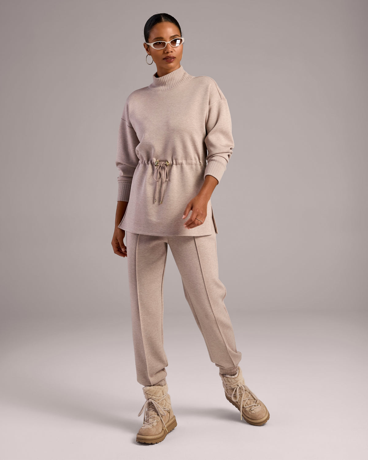 Luxe Lounge Pin Tuck Jogger Mushroom
