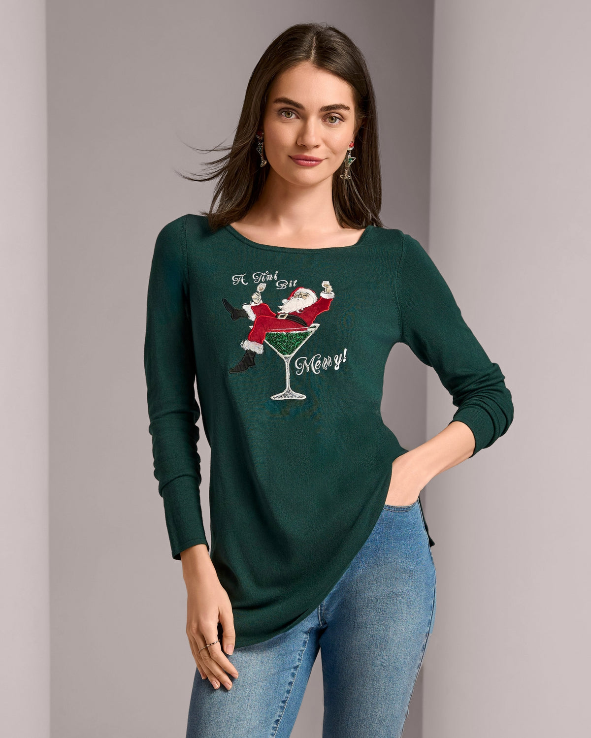 A Tini Bit Merry Embellished SweaterTunic Hunt Club