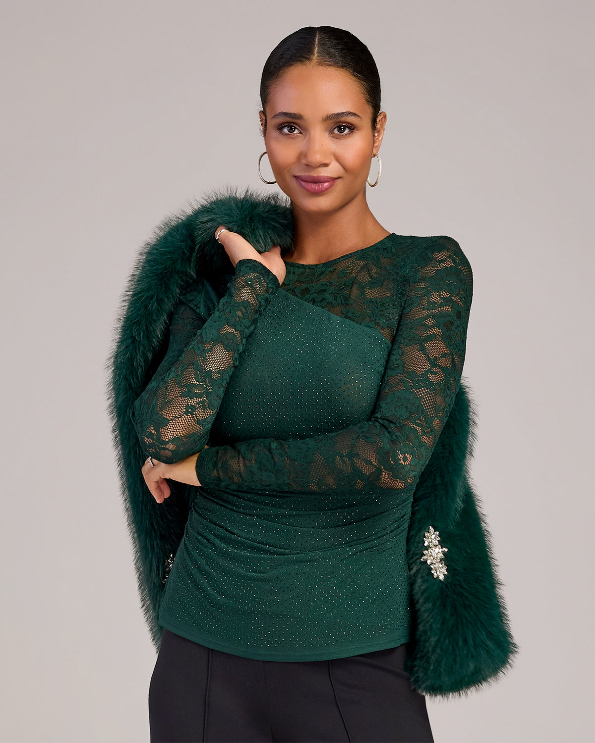 Heat Set Lace Long Sleeve Top Hunt Club