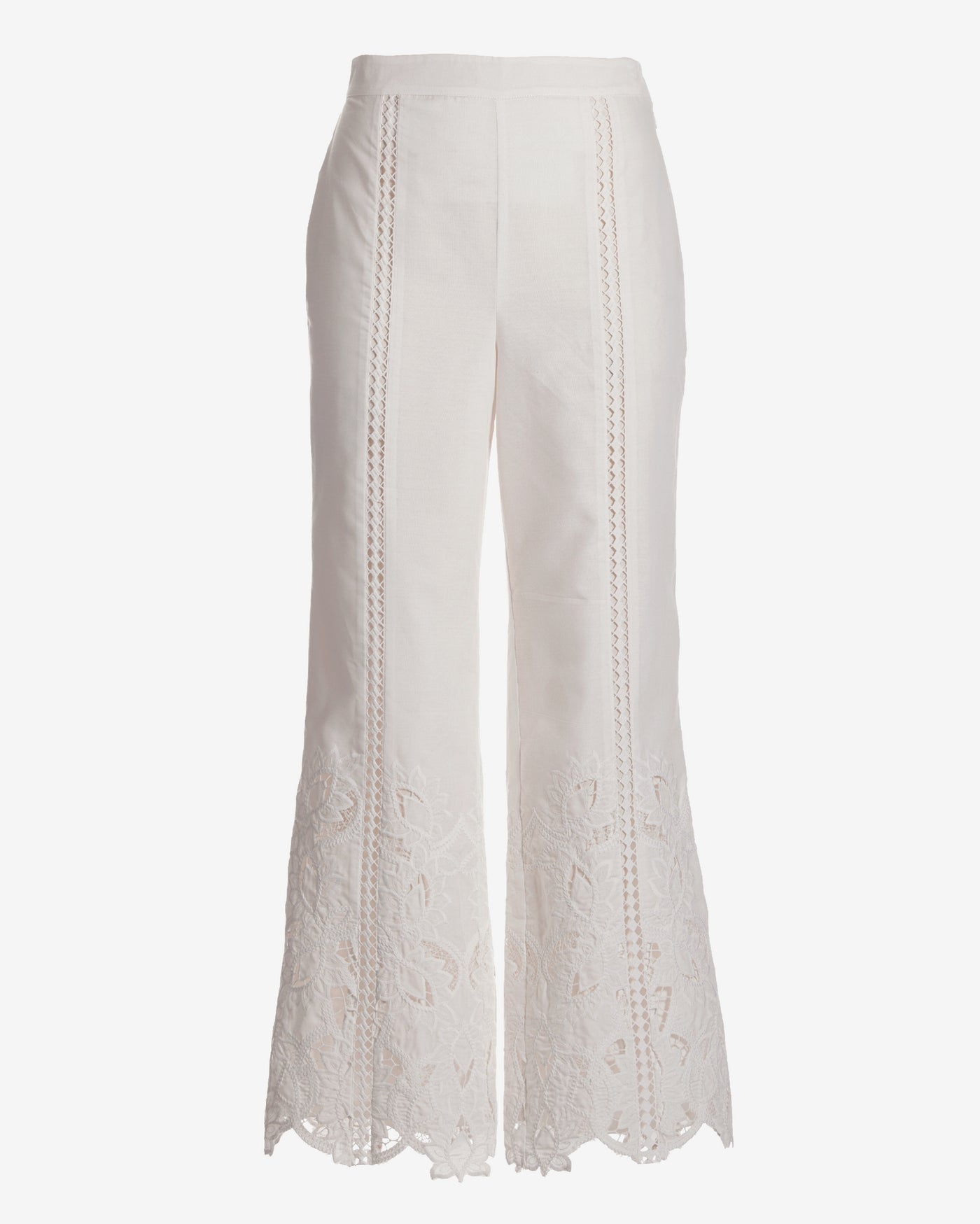 Malibu Floral Eyelet Scallop Pant White