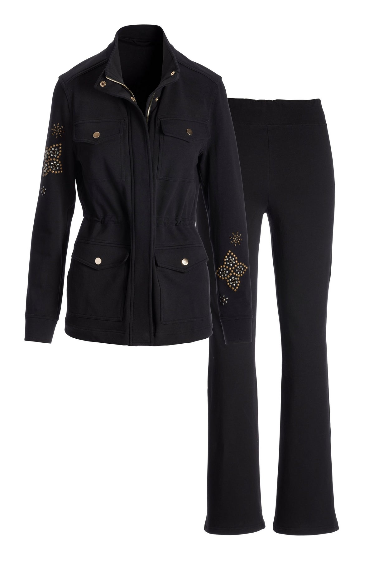 French Terry Studded Utility Set Black