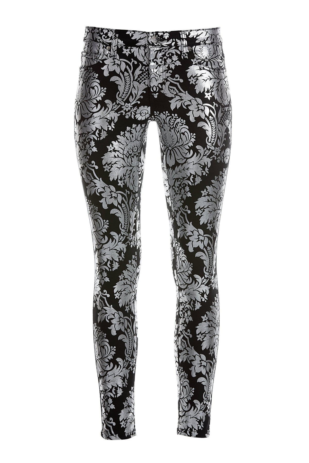 Foil Print Ankle Jean Black/Silver